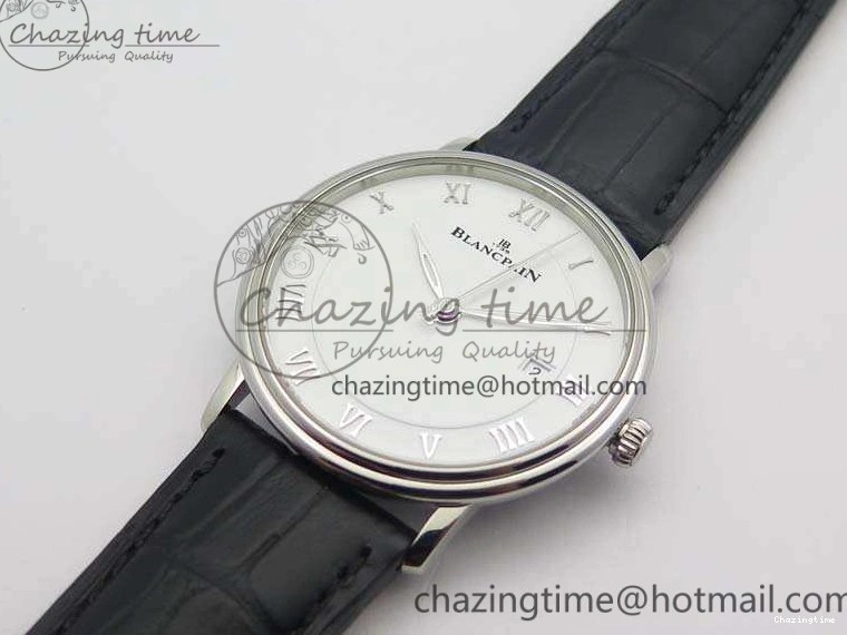 0519 Villeret 6651 SS ZF 1:1 Best Edition White Dial On Black Leather Strap A Practical 8098